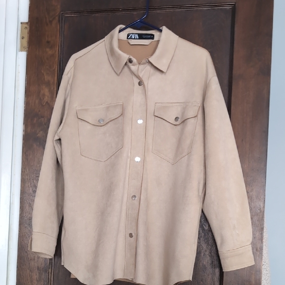 Zara Beige Casual Shirt Jacket - Picture 1 of 8